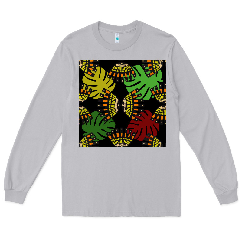 African And Leaf Seamless Pattern Long Sleeve Tee by BundleAndBundleShop | Teevron