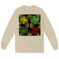 Mushroom african and leaf seamless pattern Long Sleeve Tee - BundleAndBundleShop