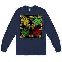 Navy african and leaf seamless pattern Long Sleeve Tee - BundleAndBundleShop