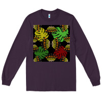 Plum african and leaf seamless pattern Long Sleeve Tee - BundleAndBundleShop