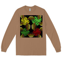 Toasted Coconut african and leaf seamless pattern Long Sleeve Tee - BundleAndBundleShop