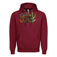 Burgundy Army Christmas Joy Zipper Hoodie - NancyCooperArtShop