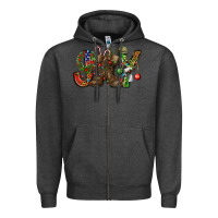 Charcoal Heather Army Christmas Joy Zipper Hoodie - NancyCooperArtShop
