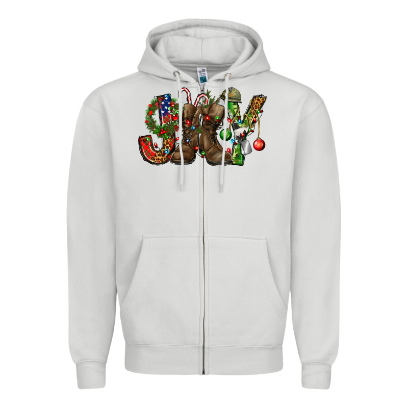 Army Christmas Joy Zipper Hoodie by NancyCooperArtShop | Teevron
