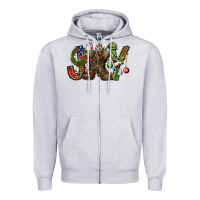 Heather Grey Army Christmas Joy Zipper Hoodie - NancyCooperArtShop