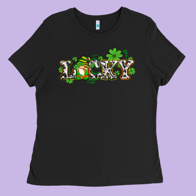Lucky With Gnome And  Shamrocks Ladies Tee Designed By Adodesignshop