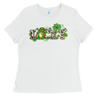 White lucky with gnome and  shamrocks Ladies Tee - AdoDesignShop