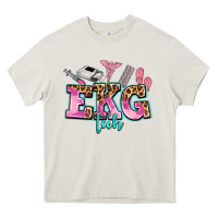Cream ekg tech Heavy Core Tee - AdoDesignShop