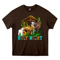 Chocolate Brown holy nıght cows and sunflowers Heavy Core Tee - AdoDesignShop