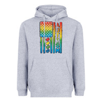 Heather Grey Autism American Flag Heavyweight Hoodie - CowGirlArtShop