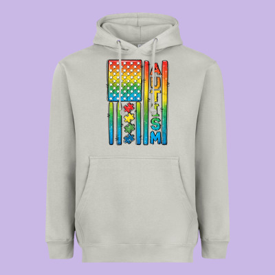 Autism American Flag Heavyweight Hoodie Designed By Cowgirlartshop