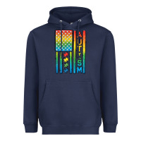 Navy Autism American Flag Heavyweight Hoodie - CowGirlArtShop