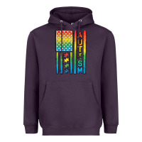 Plum Autism American Flag Heavyweight Hoodie - CowGirlArtShop