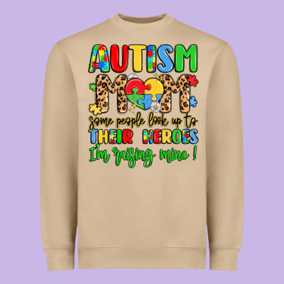 Autism Mom Some People Look Up To Their Heroes Heavyweight Sweatshirt Designed By Lillyallendesigns