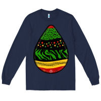 Navy teardrop african pattern Long Sleeve Tee - BundleAndBundleShop