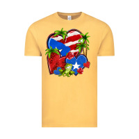 Vintage Mustard puerto rico hearts Vintage Tee - NancyCooperArtShop