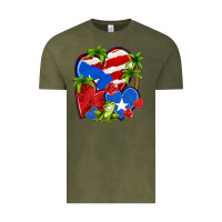 Vintage Olive puerto rico hearts Vintage Tee - NancyCooperArtShop