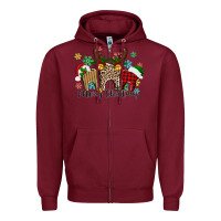 Burgundy Merry Christmas tooth Zipper Hoodie - texasbilliewilder