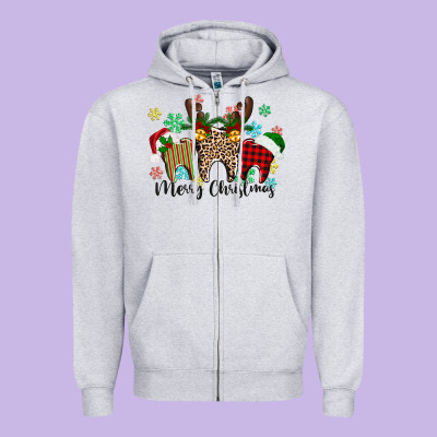 Merry Christmas Tooth Zipper Hoodie Designed By Texasbilliewilder