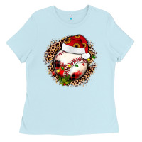 Baby Blue Christmas baseball Ladies Tee - JahusDesignShop