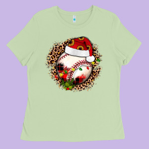 Christmas Baseball Ladies Tee Designed By Jahusdesignshop