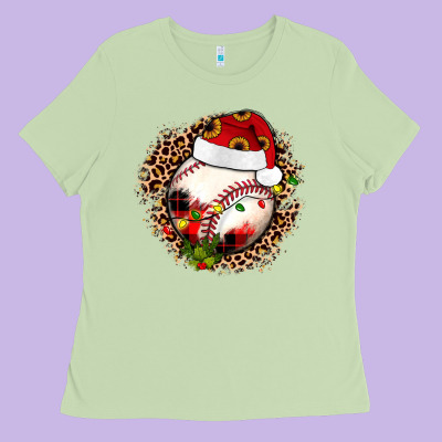 Christmas Baseball Ladies Tee Designed By Jahusdesignshop