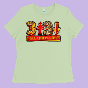 Three Up Three Down Softball Ladies Tee Designed By Jasminsmagicworld