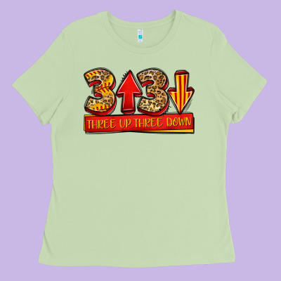Three Up Three Down Softball Ladies Tee Designed By Jasminsmagicworld