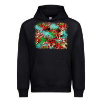 Black Christmas Plaid Turquoise Glitter Cowhide Urban Hoodie - FaDigitalArtStudio