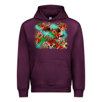 Mauve Wine Christmas Plaid Turquoise Glitter Cowhide Urban Hoodie - FaDigitalArtStudio