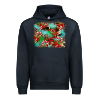 Navy Christmas Plaid Turquoise Glitter Cowhide Urban Hoodie - FaDigitalArtStudio