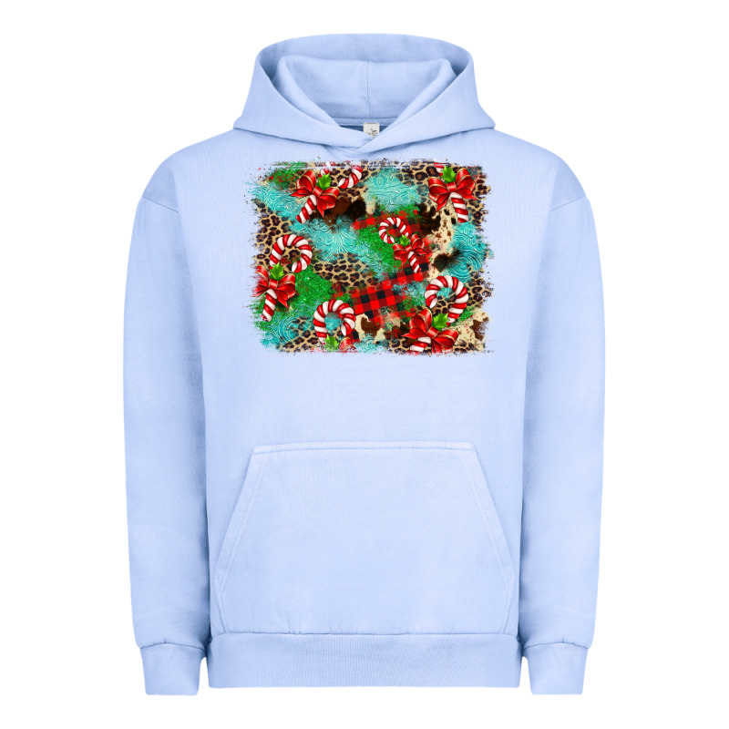 Christmas Plaid Turquoise Glitter Cowhide Urban Hoodie by FaDigitalArtStudio | Teevron