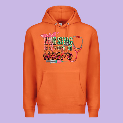 Nursing Is A Work Of Heart Premium Hoodie Designed By Cowgirlartshop