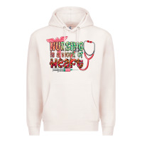 Pale Pink Nursing is a work of heart Premium Hoodie - CowGirlArtShop