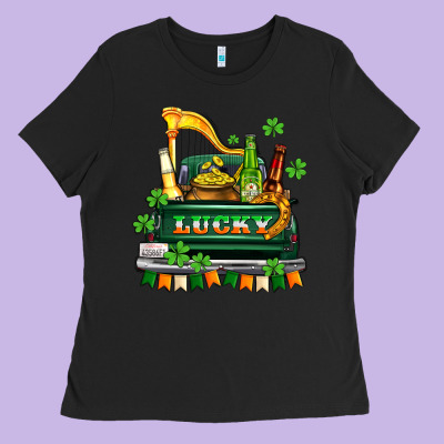 Lucky Truck With Flags And Beers Ladies Tee Designed By Adodesignshop