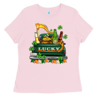 Bubblegum Pink lucky truck with flags and beers Ladies Tee - AdoDesignShop