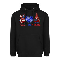 Black Peace love America with gnome 4th of july Heavyweight Hoodie - HowdyJamesFarm