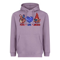 Lavender Peace love America with gnome 4th of july Heavyweight Hoodie - HowdyJamesFarm