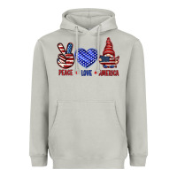 Moon Dust Peace love America with gnome 4th of july Heavyweight Hoodie - HowdyJamesFarm
