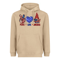 Peace Love America With Gnome 4th Of July Heavyweight Hoodie | Teevron