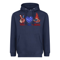 Navy Peace love America with gnome 4th of july Heavyweight Hoodie - HowdyJamesFarm