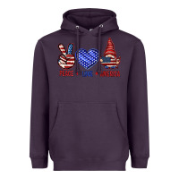 Plum Peace love America with gnome 4th of july Heavyweight Hoodie - HowdyJamesFarm