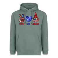 Sage Peace love America with gnome 4th of july Heavyweight Hoodie - HowdyJamesFarm