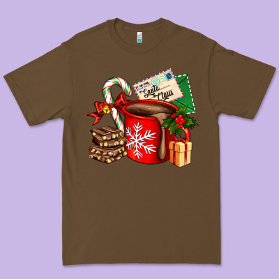 Christmas Hot Chocolate Cup With Gift And Letters Premium Tee Designed By Adodesignshop