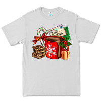 Dove Grey Christmas hot chocolate cup with gift and letters Premium Tee - AdoDesignShop