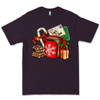 Plum Christmas hot chocolate cup with gift and letters Premium Tee - AdoDesignShop