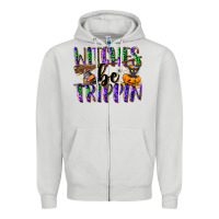 Dove Grey Witches be trippin Zipper Hoodie - NancyCooperArtShop