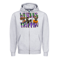 Heather Grey Witches be trippin Zipper Hoodie - NancyCooperArtShop