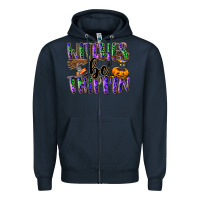 Navy Witches be trippin Zipper Hoodie - NancyCooperArtShop