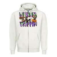 Oatmeal Heather Witches be trippin Zipper Hoodie - NancyCooperArtShop